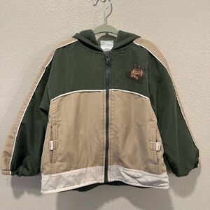 Kids Green and Tan Hooded Jacket 4T